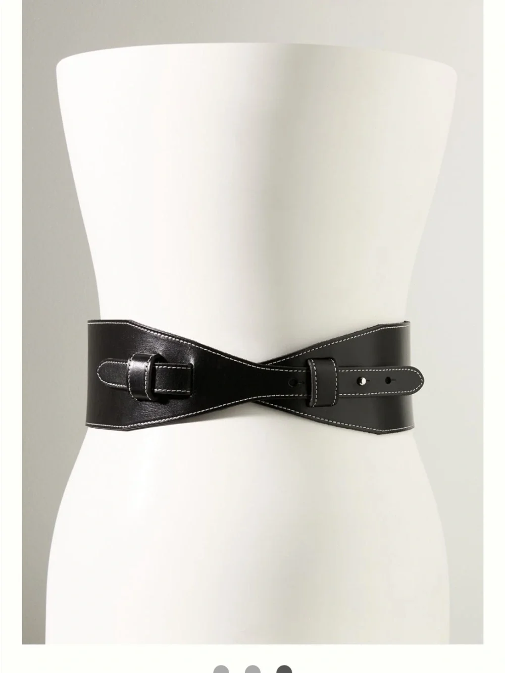 Anthropologie Black Wide Leather Corset Belt with White Stitching